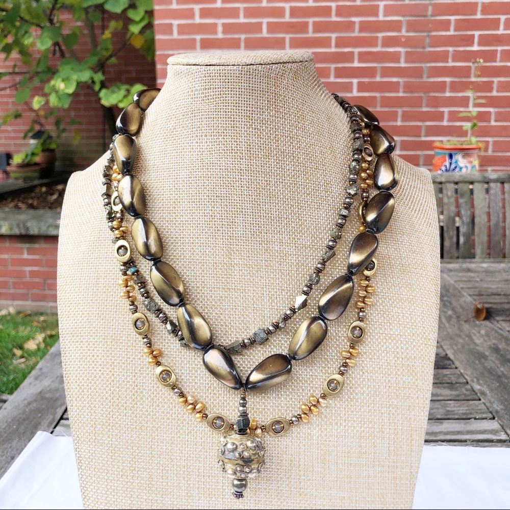Bronze Bead Boho Necklace